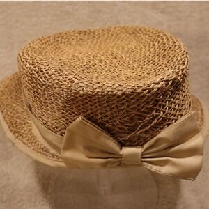 Women's Straw Hat Wide Brim Bow Accent Sun Hat Beach Vacation